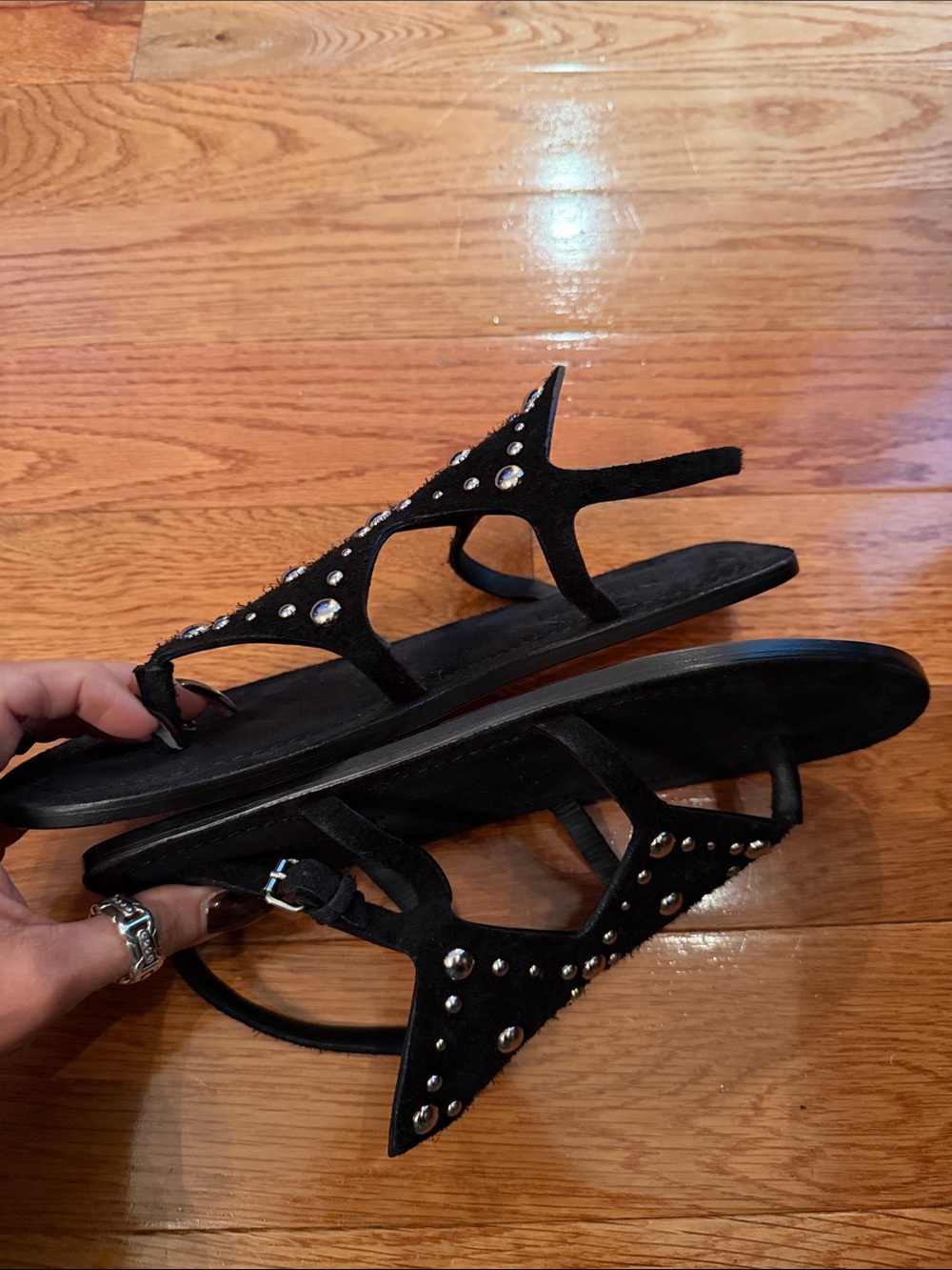 Saint Laurent suede stud sandals - Picture 4 of 4